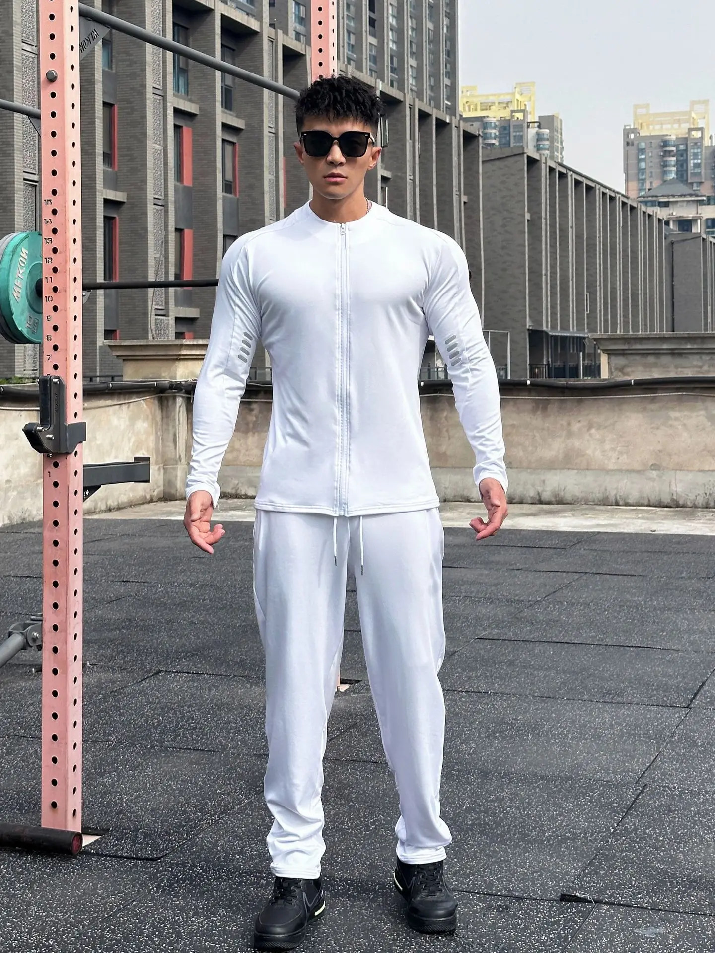 2024 autumn and winter new fitness pants autumn and winter plus fleece slim-fit sports running pants