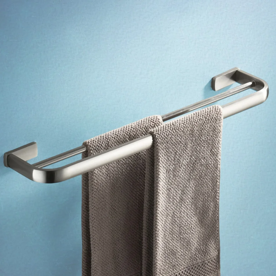 

Double Towel Bar Nickel Antique Black White Gold Chrome Brass Wall Mounted Lavatory Bathroom Towel Rail Holder Shelf Storage