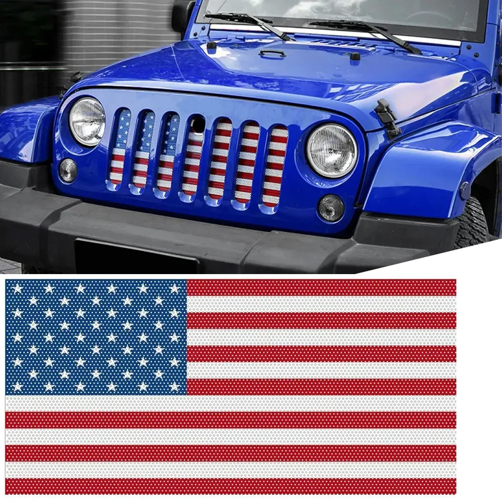 Grill Mesh Insert American Flag Matte Aluminum Alloy Mesh Grille Grid For Jeep Wrangler JL 2018 2019 2020 2021+