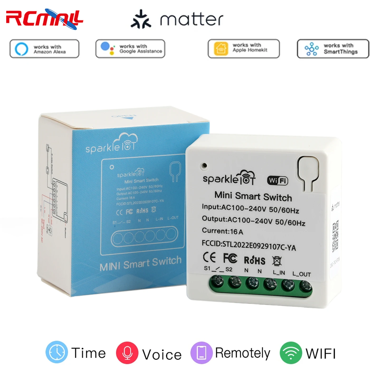 Matter 16A WiFi mini Smart Switch Pass-through Disconnect Dual Control Outletorks Work With Apple HomeKit Alexa Google