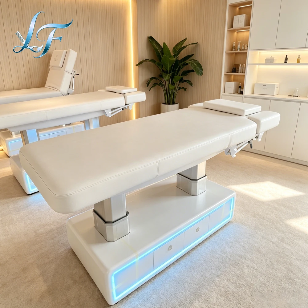 Luxury Aesthetic Design Electric Beauty Bed For Facial Salon Massage Durable Esthetician Furniture