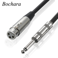 Bochara 1/4''Jack 6.5mm Male to XLR Female Microphone Mono Cable Foil+Braided Shielded 1.8m 3m 5m 10m