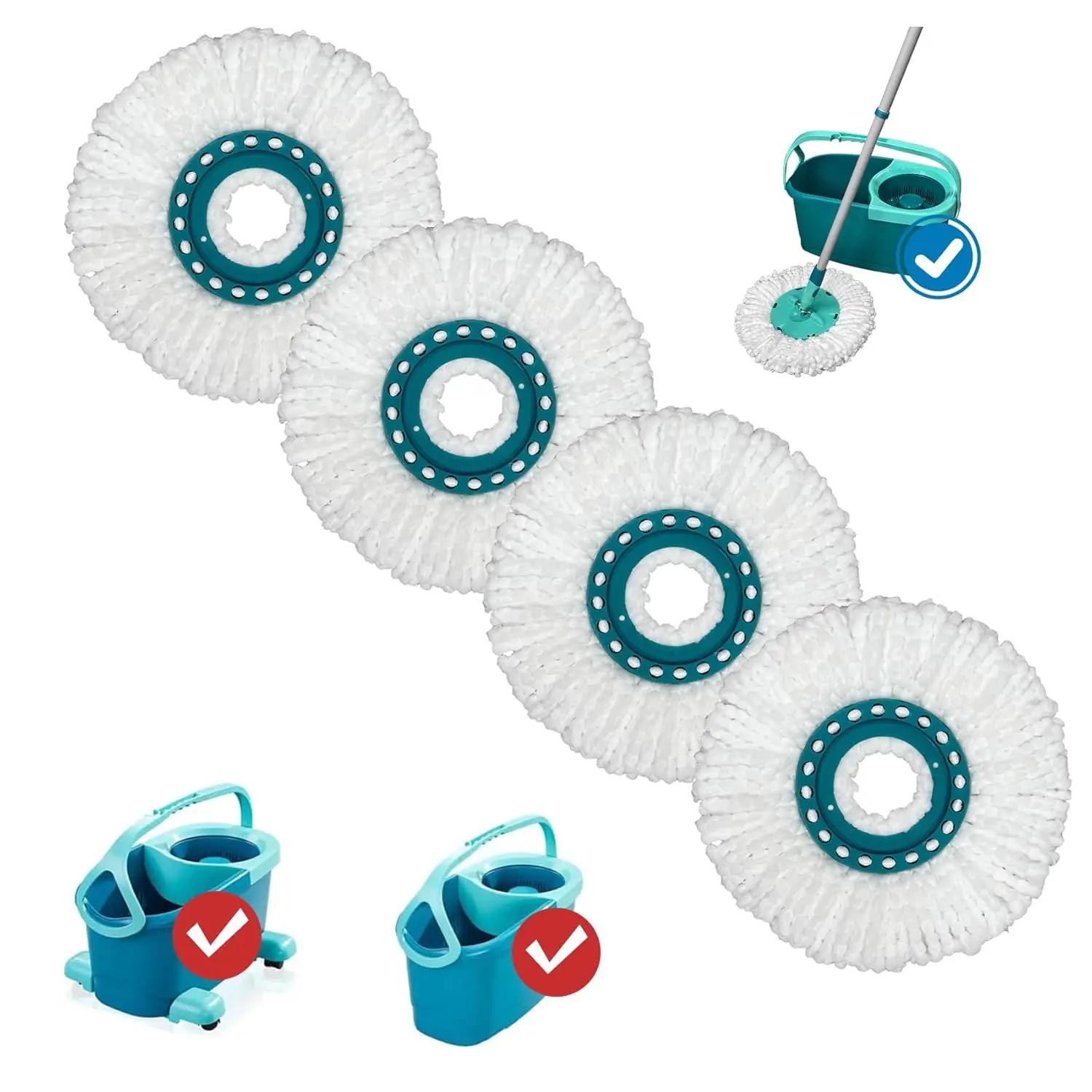 Cabezales de fregona giratoria para Leifheit Twist, trapeadores de cabeza de microfibra para sistemas de trapeador de disco giratorio Leifheit Clean, disco giratorio y trapeador de disco combinado