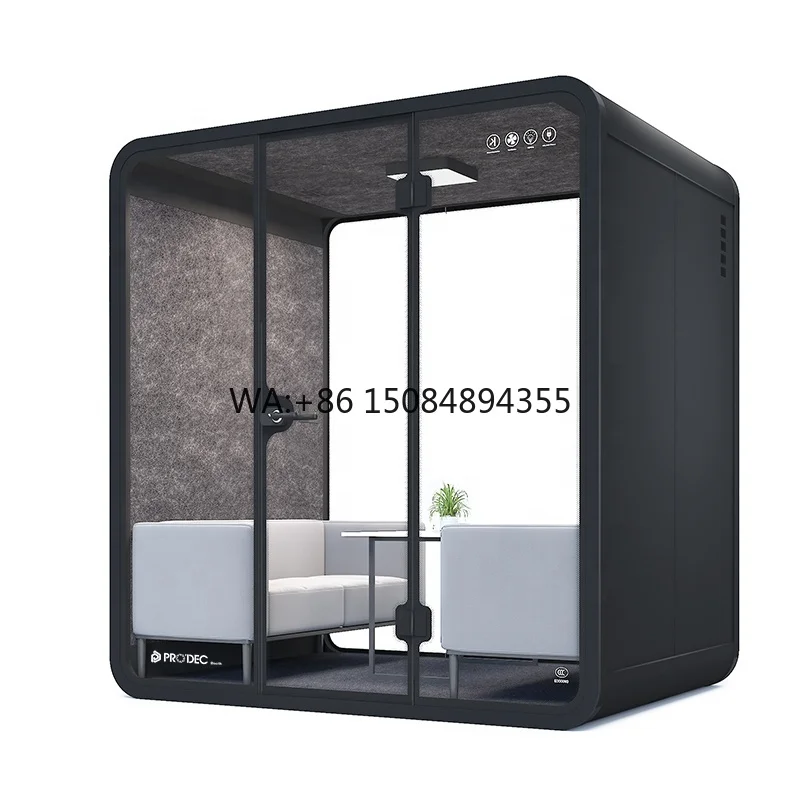 L Size Four Persons Work Pod Office Meeting Room Soundproof Video Conference Booth Acoustic Pod