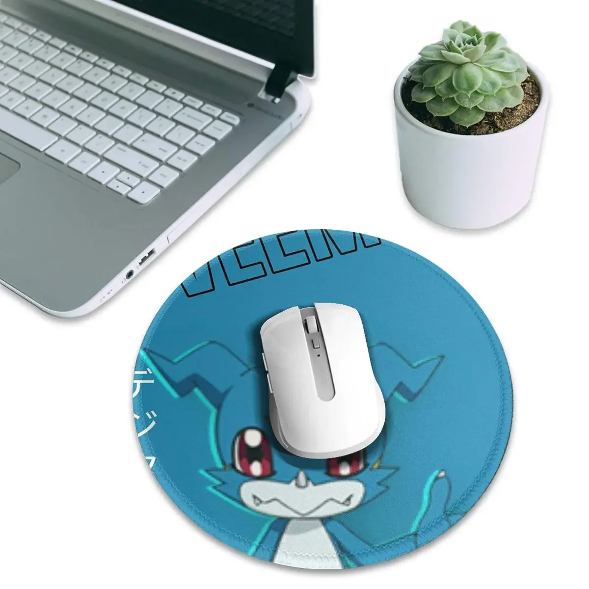 Veemon Digimon Round Mouse Pad Computer Keyboard Mouse Mat Gaming PC Desk Mat Office Table Mats