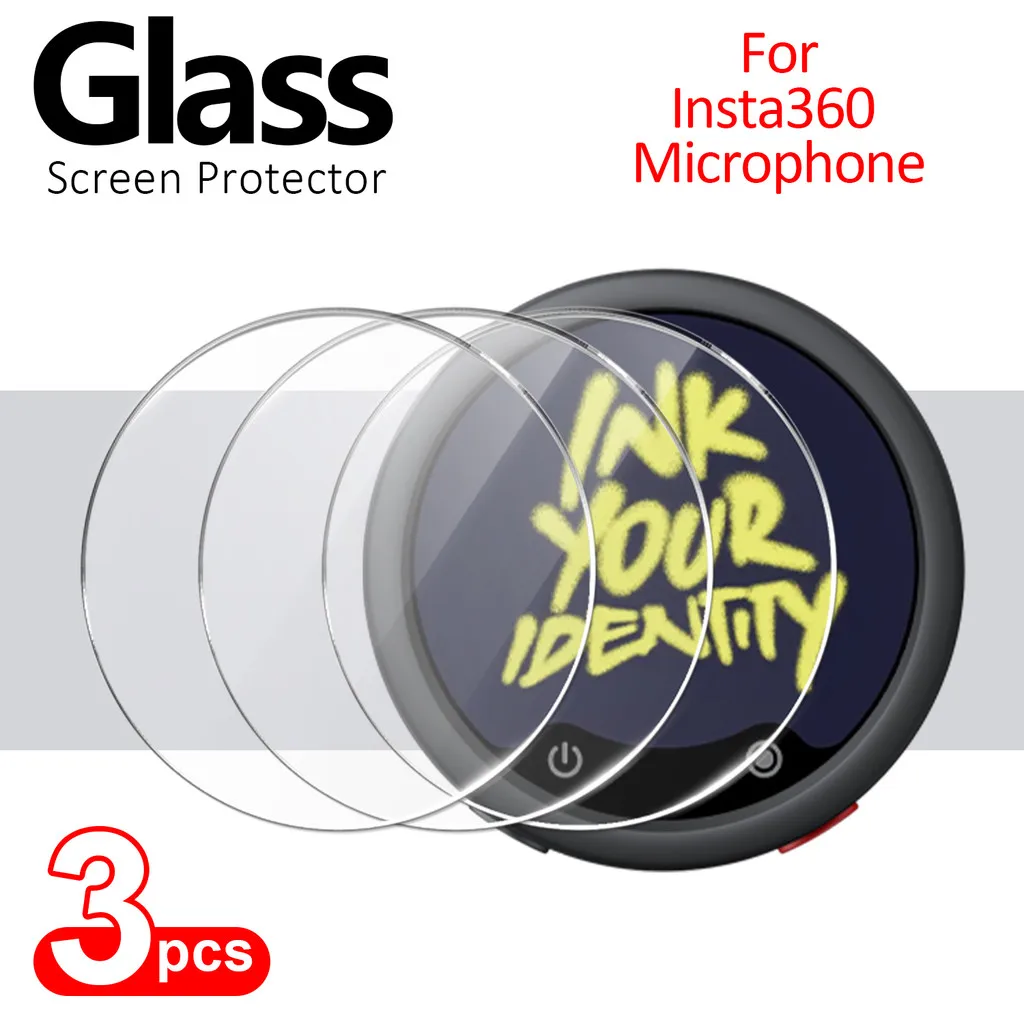 3-6PCS Tempered Glass Screen Protector for Insta360 Mic Pro Microphone Round Display Protective Glass Anti-scratch Guard Film