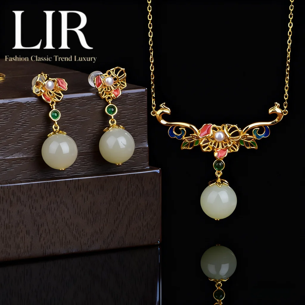 

Модное серебряное ожерелье LIR S925: Эмаль Феникс Нирвана Hetian Jade | Удача - Aiding с ювелирным сертификатом