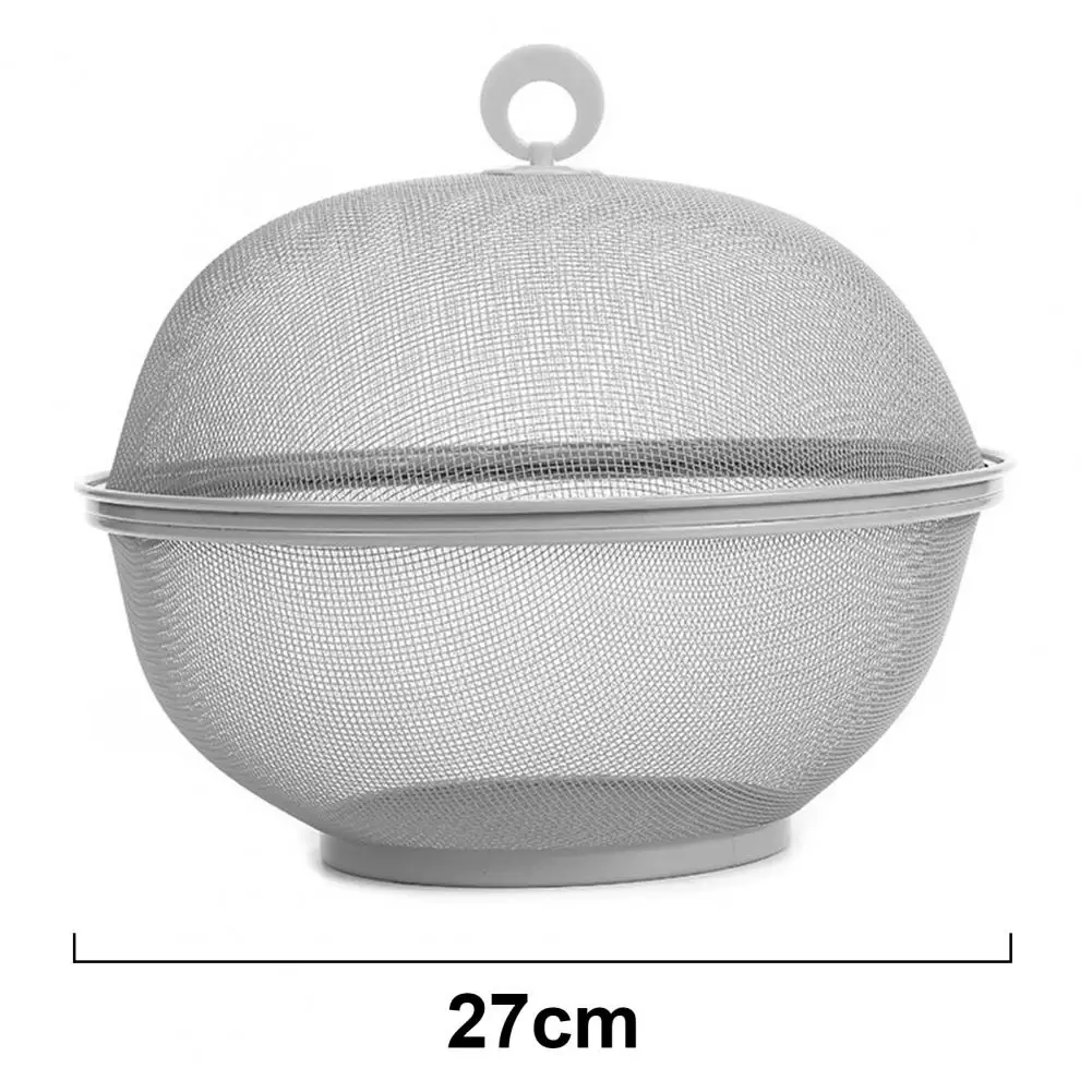 Mesh Fruit Basket with Lid Large Capacity Food Grade Prevent Fly Stainless Steel Kitchen Drain Basket Vegetables Fruit Holder