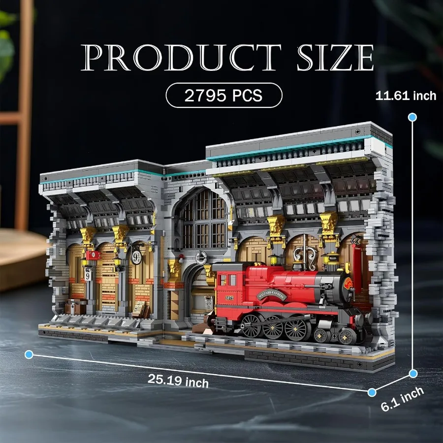 Juego de construcción de libros de tren mágico con luces, Kit de construcción de sujetalibros creativos, estantería, decoración del hogar, 2795 Uds., modo de rincón de libros, 66031
