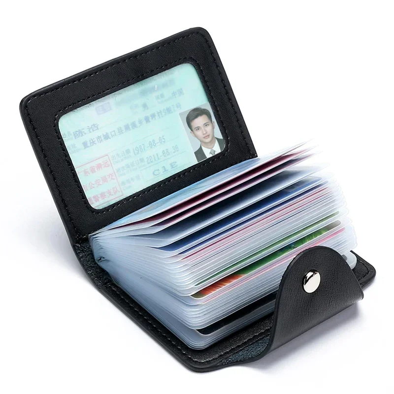 Business Card Holder Anti-theft ID Credit Card Holder Fashion Women\'s 24 Cards Slim PU Leather Pocket Case Coin Purse Wallet