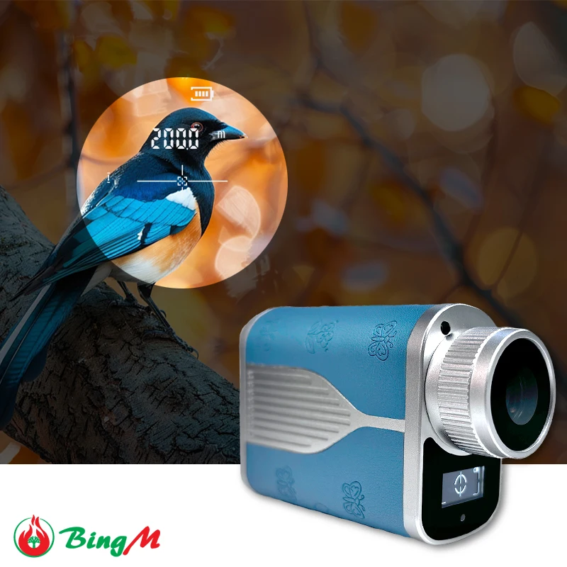 عالية الدقة 400 متر جولف يده مقلاع صيد تلسكوب صغير مع شاشة الكريستال السائل الليزر Rangefinder جولف