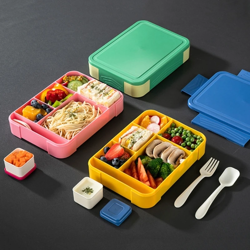 

Ланч-бокс Bento с ложкой-вилкой, герметичный контейнер для хранения еды в микроволновой печи