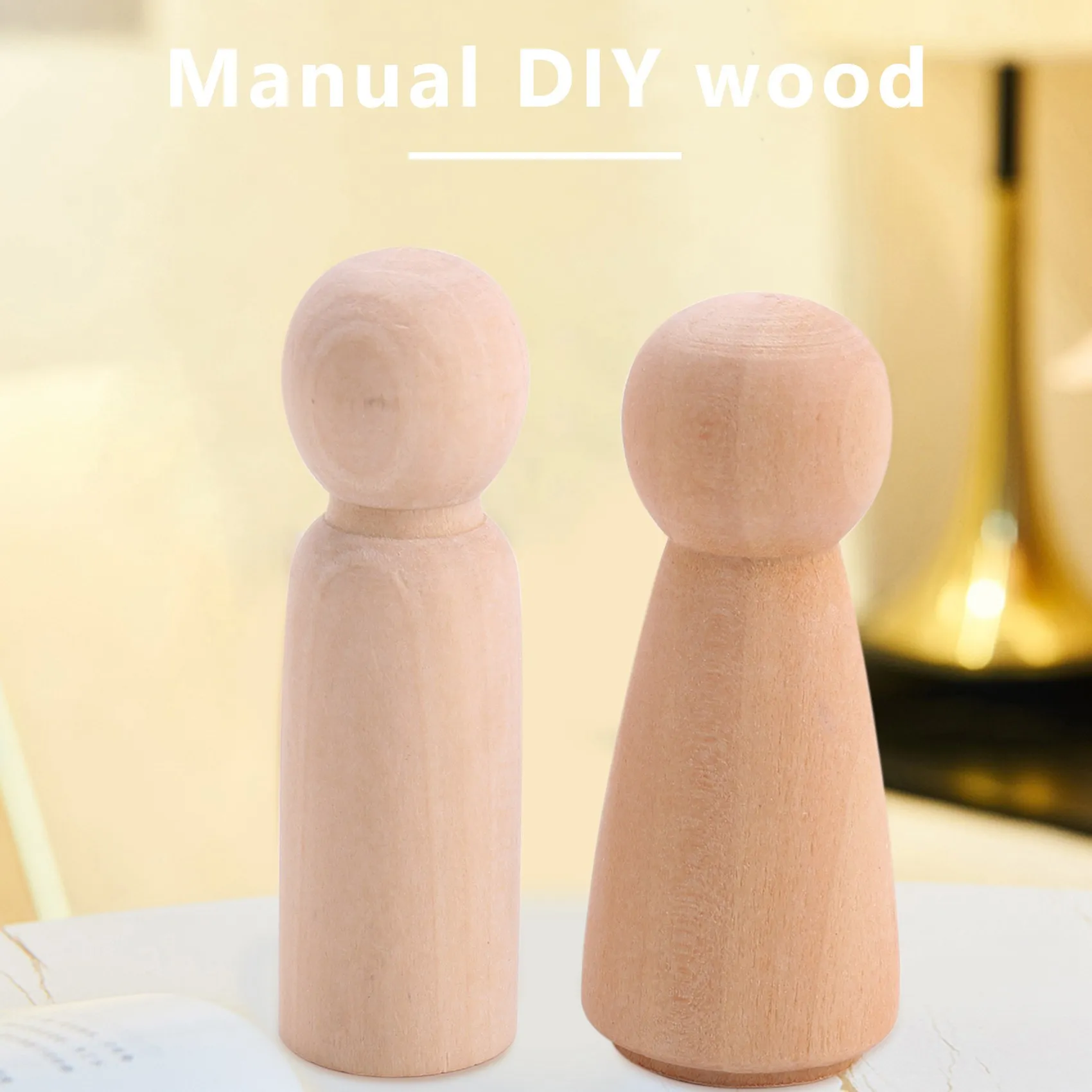 10 Pieces 65 mm Unfinished Wooden Peg Dolls Wooden Tiny Doll Bodies People Decorations,Wood Color