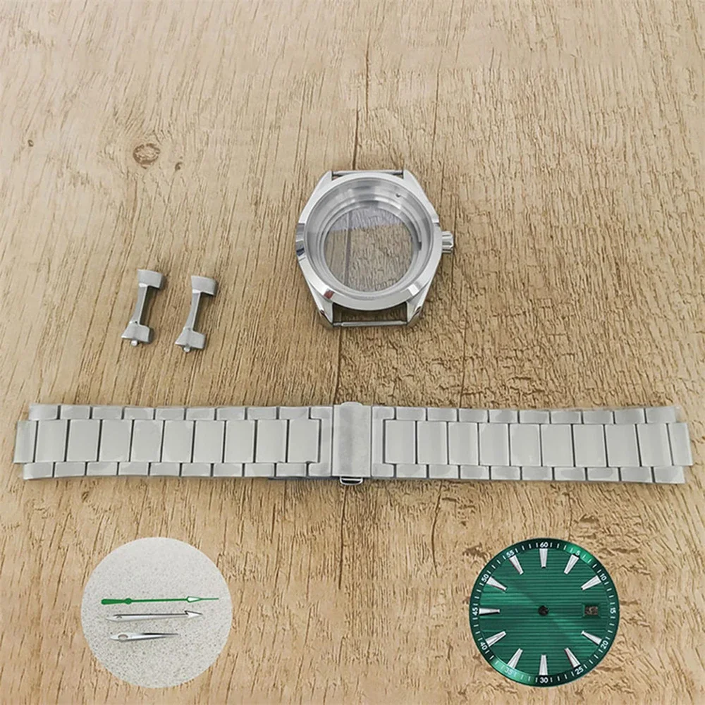 Cassa per orologio in acciaio inossidabile da 41 mm + cinturino Oyster + quadrante + kit lancette parti di ricambio per kit fai da te movimento NH35/NH36/4R/7S