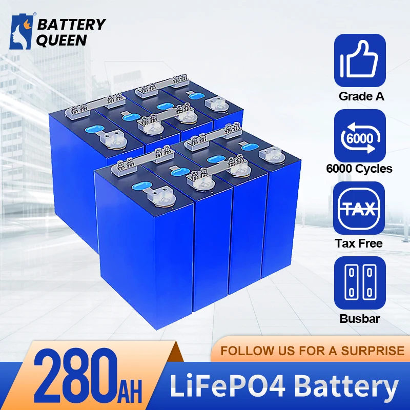 

New EVE 280AH LiFePO4 Battery 12V LFP 3.2V Rechargeable Cells For Home Solar RV Camper Storage 24V 48V Pack Lithium Battery