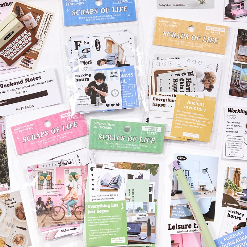 30 قطعة/الوحدة Kawaii سجل القصاصات ملصقات الحياة على حافة غير المرغوب فيه مجلة ورقة القرطاسية ملصقات ملصقات مخطط