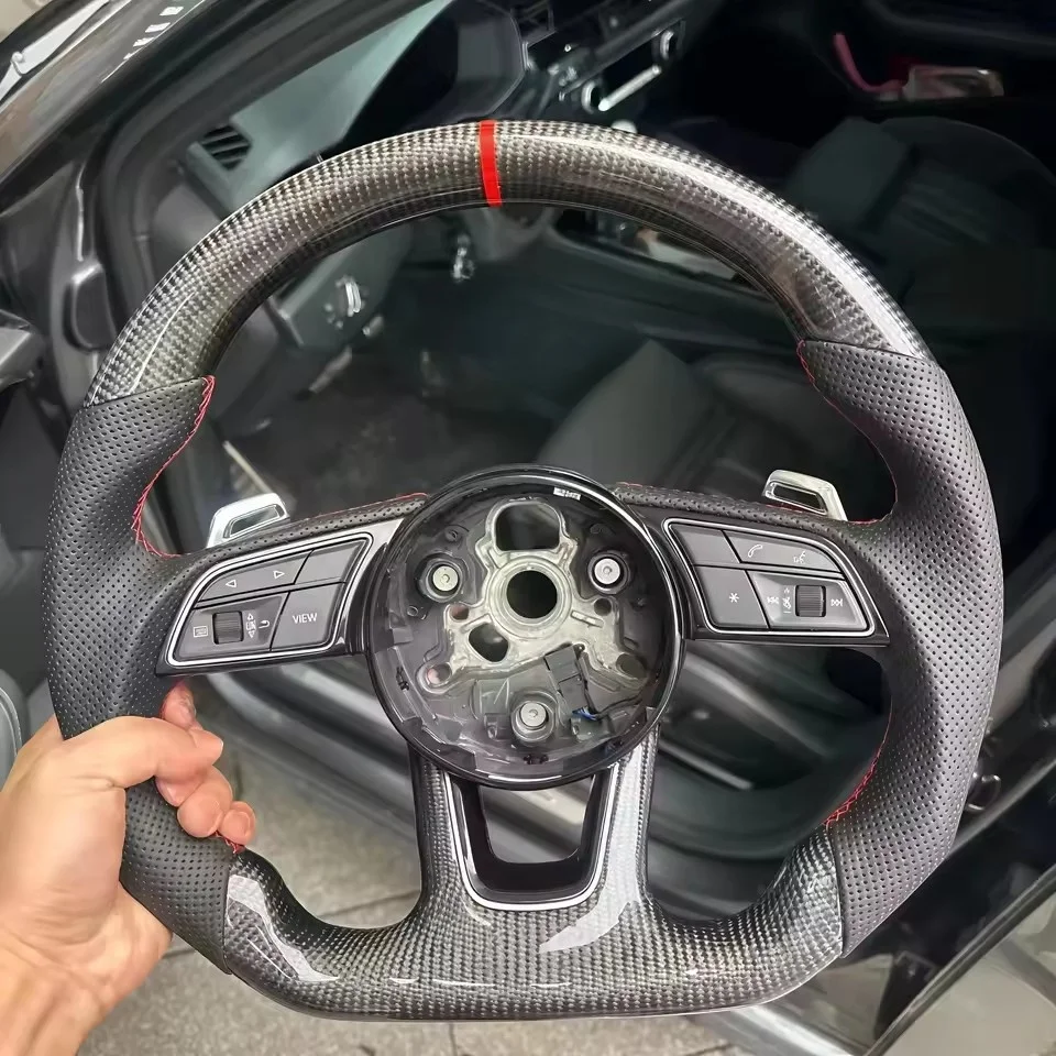 

Customized Carbon Fiber Leather Car Steering Wheel For Audi A3 A4 B8 B7 A6 C7 TT 8J Q3 Q5 S4 B8.5 Q7 A5 R8 RS3 S3 Steering Wheel