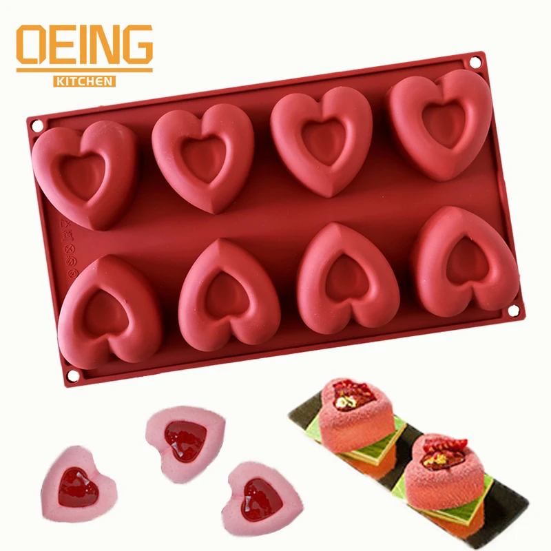 Mini 8 Cavity Heart Doughnut Silicone Cake Mold Cookies 3D Muffin Cake Moud Baking Tools Decorating Mousse Making Mould