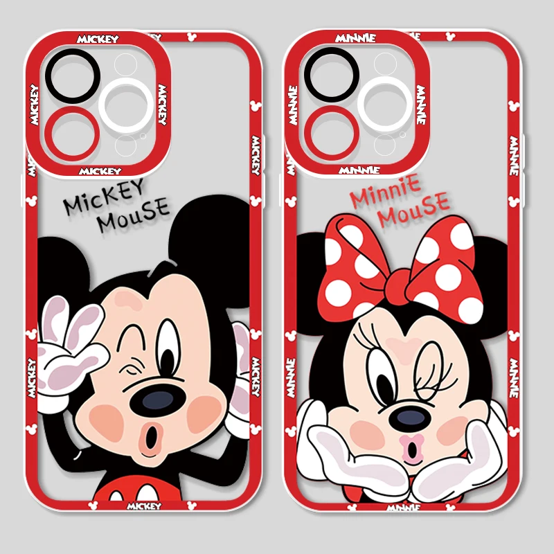 Mickey Minnie Friend For Apple iPhone 15 14 13 12 11 X XR XS MAX 8 7 6 Pro Plus Angel Eyes Transparent Phone Case Coque Capa