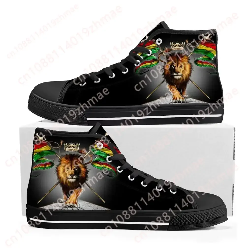 

Кроссовки Reggae Rastafarian Rasta Rastafari Lion Of Judah High Top, мужские, женские, подростковые, из канваса, повседневная обувь, обувь на заказ