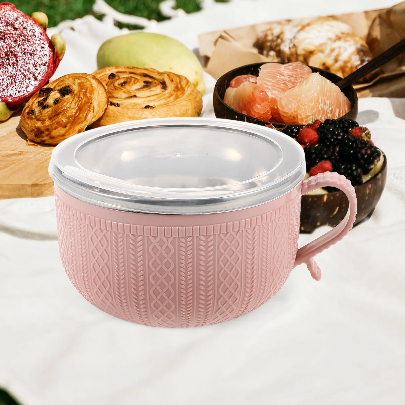 1Pcs Pink Double-Layer Stainless Steel Lunch Box Thermal Insulated Food Container Leak-Proof Separated Compartments Arched