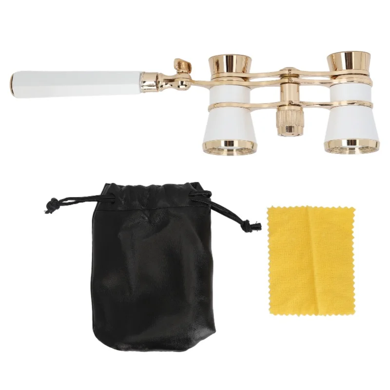 Opera Glasses Binoculars With Handle 3X25 Metal Portable Theater Glasses For Watching Drama Stage Play Art Performance