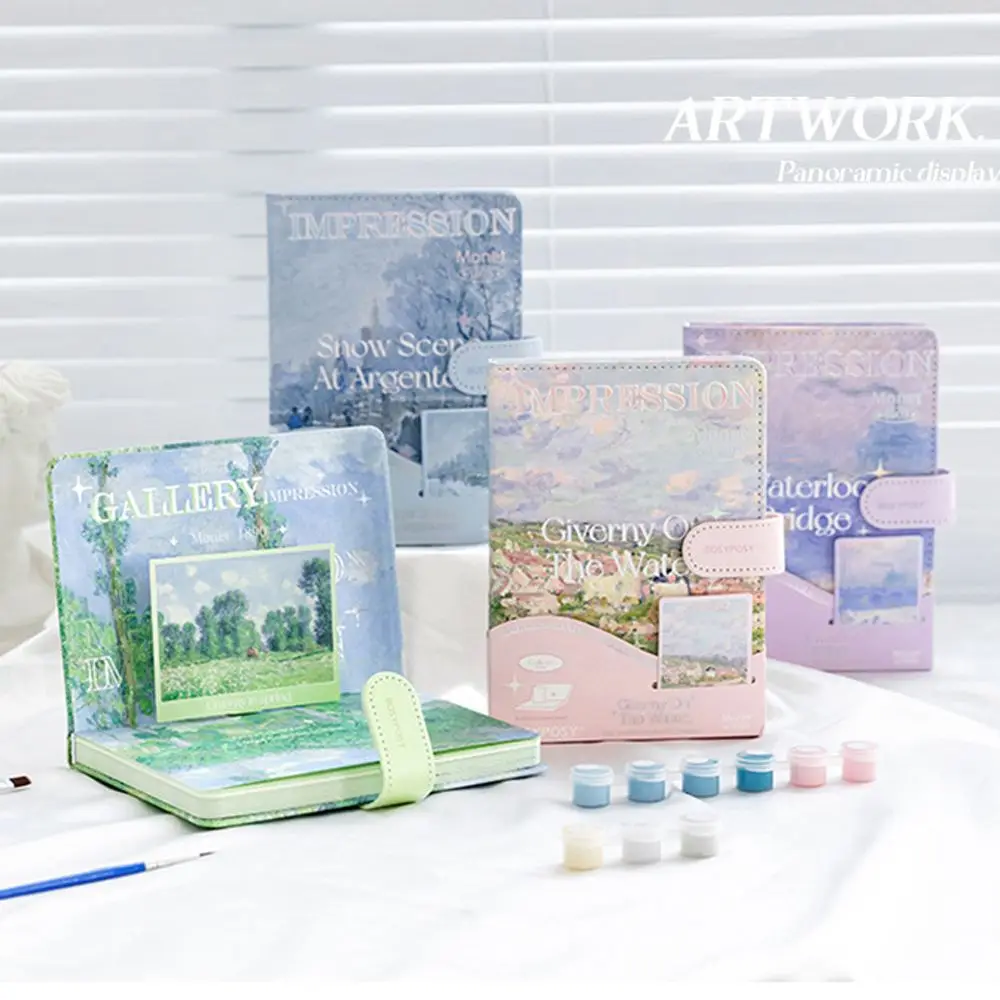 อุปกรณ์สำนักงาน สมุดภาพสร้างสรรค์ ภาพวาดสีน้ำมัน ปกแม่เหล็กหลากสี สมุดบันทึก DIY สมุดภาพทิวทัศน์ สมุดโน้ต
