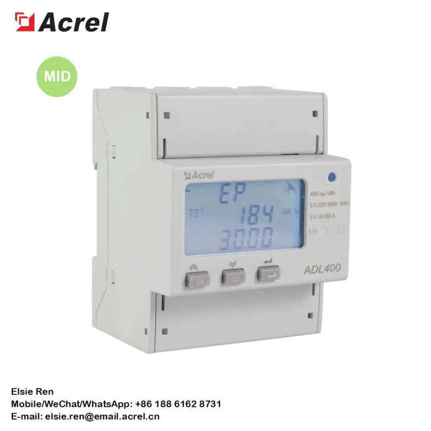 Acrel ADL400 3-phase Power Meter / Modbus-RTU / RS485 / MID Approved Din Rail Energy Meter