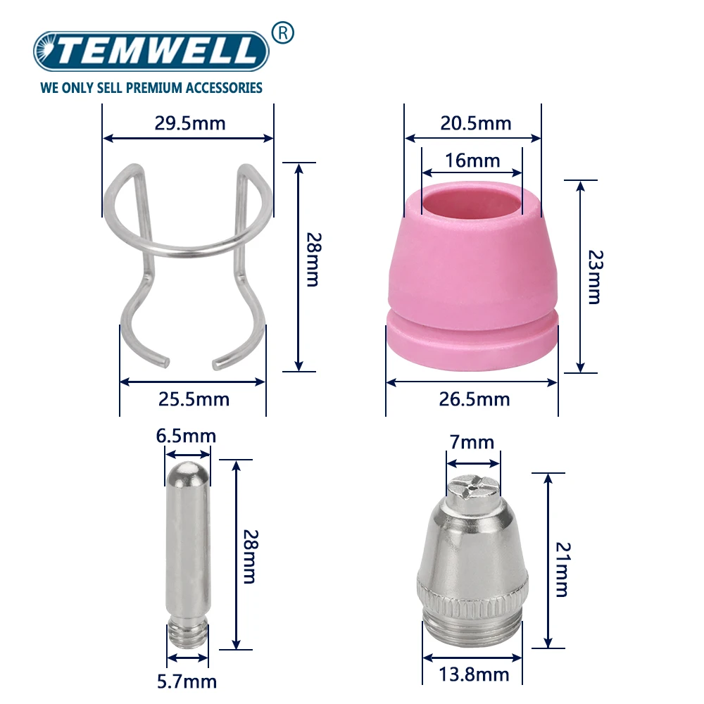 AG60 SG-55 WSD-60 Plasma Cutter Cutting Torch Tip Nozzles Consumables Kit Plasma Cutter Accessories 34PCS