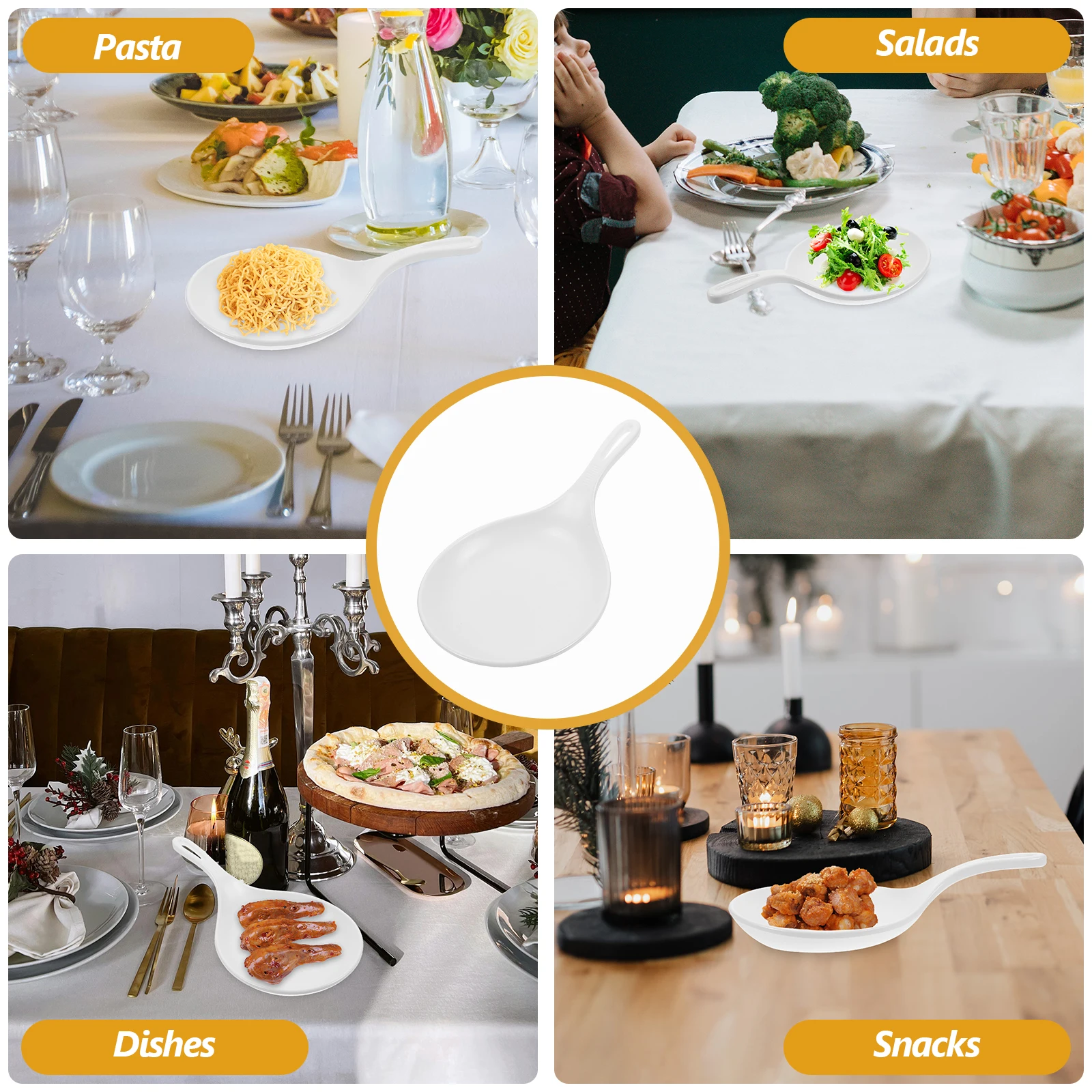 

2pcs Handled Small Plate Dessert Small Serving Dish Tray Snack Steak Salad Dinner Portable Melamine Kitchen Bar