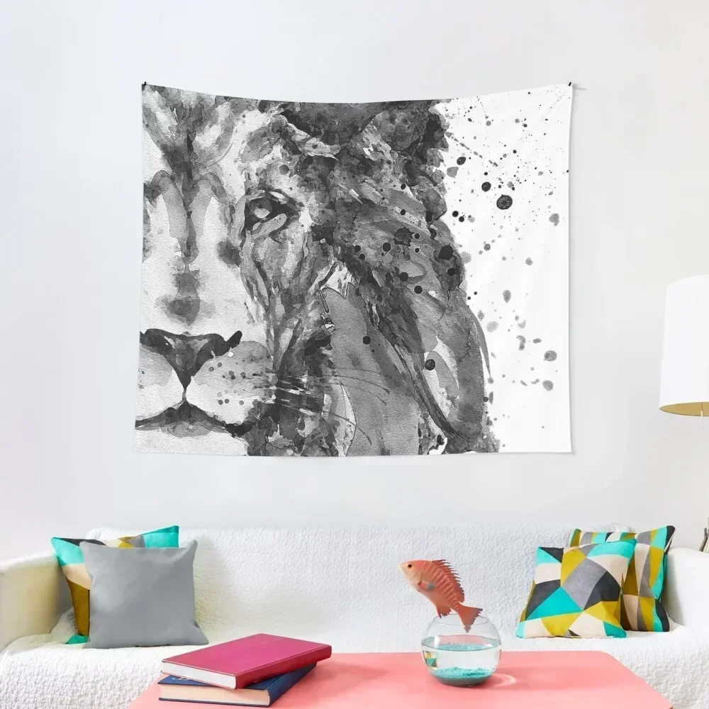 

Black And White Half Faced Lion Tapestry Bathroom Decor Wallpaper Bedroom Aesthetic Room Decor Decoration Bedroom Tapestry