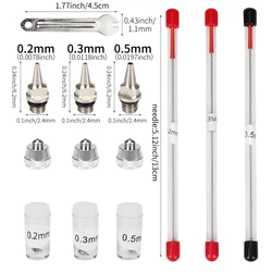 3pcs set 0.2/0.3/0.5mm Airbrush Nozzle Needle Airbrushes Spray Gun Spraying Paint Sprayer Replacement parts Tool Accessories