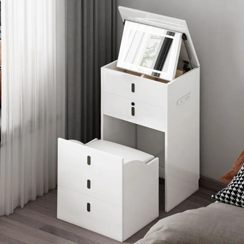 

Stool Design Dresser Cabinet Bedroom Nordic White Modern Wood Makeup Dresser Mirror Drawer Women Mesa Maquillaje Home Furniture