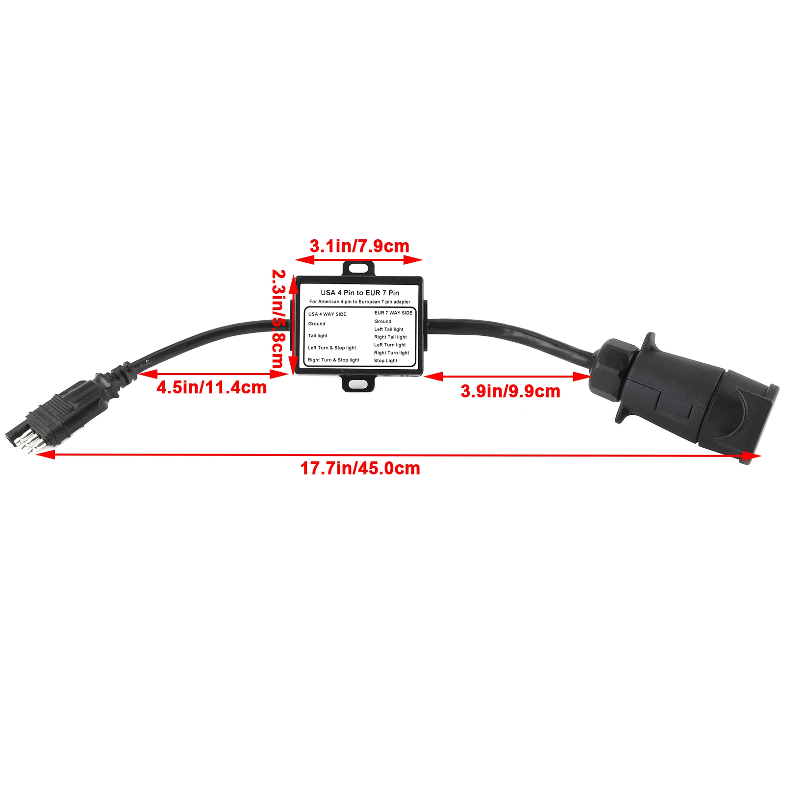 Convertitore luce connettore rimorchio USA adattatore da 4 Pin a EUR 7 Pin arresto/separazione segnale freno