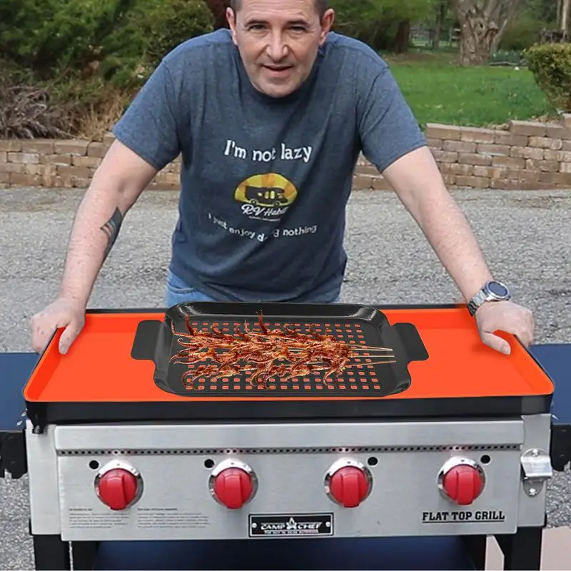 Poêle à griller pour Barbecue 2X, poêle antiadhésive avec poignées, ustensiles de cuisine de Camping, utilisation intérieure et extérieure pour grilles à charbon de bois fumé