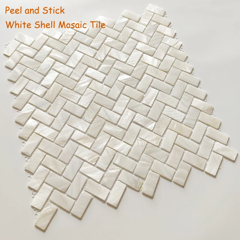 Self-Adhesive Peel and Stick Natural White Shell Mosaic Tile 30x28cm 3D Art Wall Panel For Home Bathroom,Balcony Office Decor