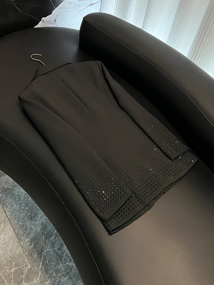Slim-Fit-Damenmantel mit Schlitz-Design und Strass-Details für den Pendelverkehr Sle Long Sve Mittellanger Mantel WY032