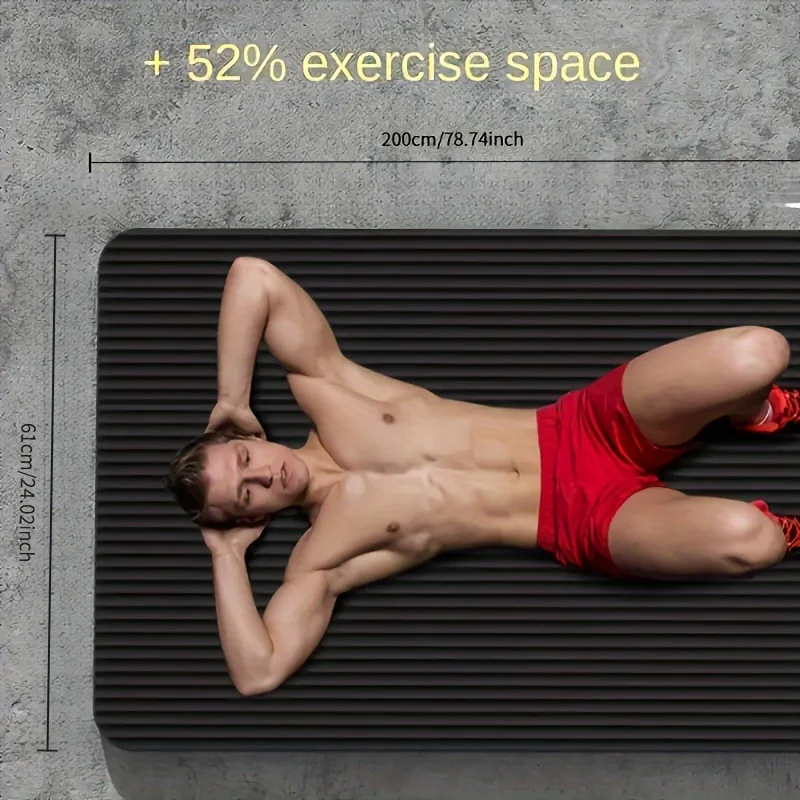Herren Ultra-Dicke Sportmatte, 10mm Dicke Schwarze Yogamatte, Schalldicht und Stoßabsorbierend, Sehr Geeignet für Heim- und Fitnessübungen – Detail 11