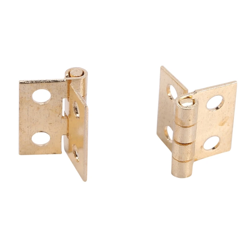 200 PCS Mini Brass Hinges Hardware 180 Degree Rotation For Dollhouse Miniature Furniture Cabinet Closet(DIY)