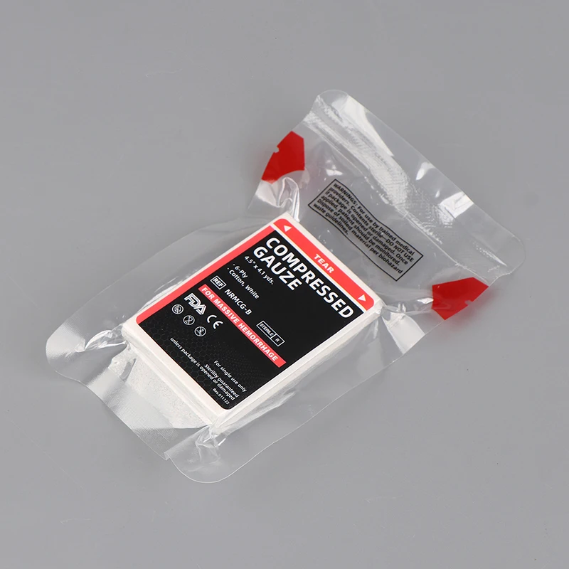 1pc 4.5 "x 4,1 yards wesentliche Erste Hilfe und stoppen Sie das Blutung sset Nashorn z-gefaltete komprimierte sterile Gaze für Notfall wunde