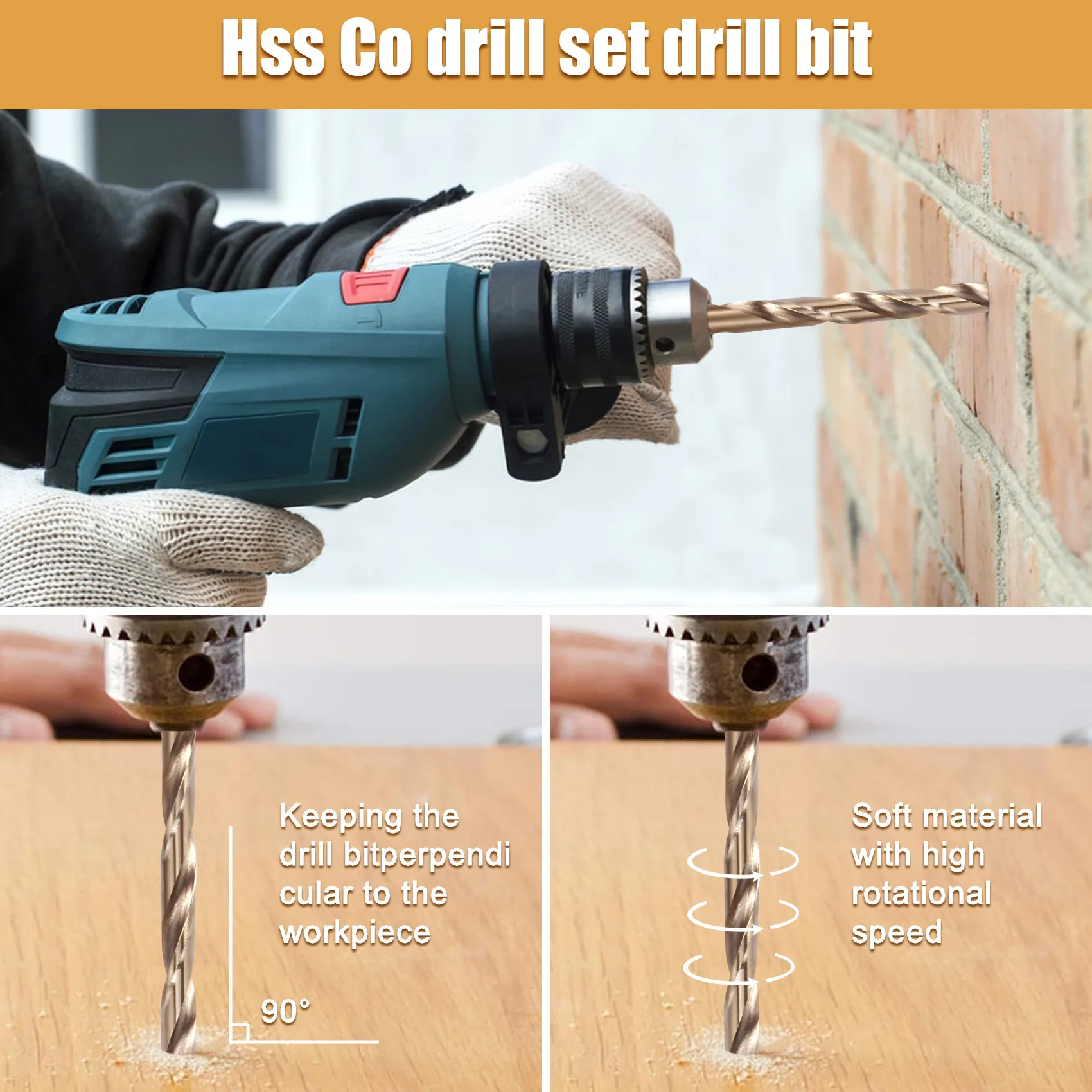 M35 Cobalto Broca Set, Ferramentas Drillforce, Hss-Co Conjunto de Broca 1-3mm, Perfuração em Aço Endurecido, Ferro Fundido, Aço Inoxidável, 50Pcs