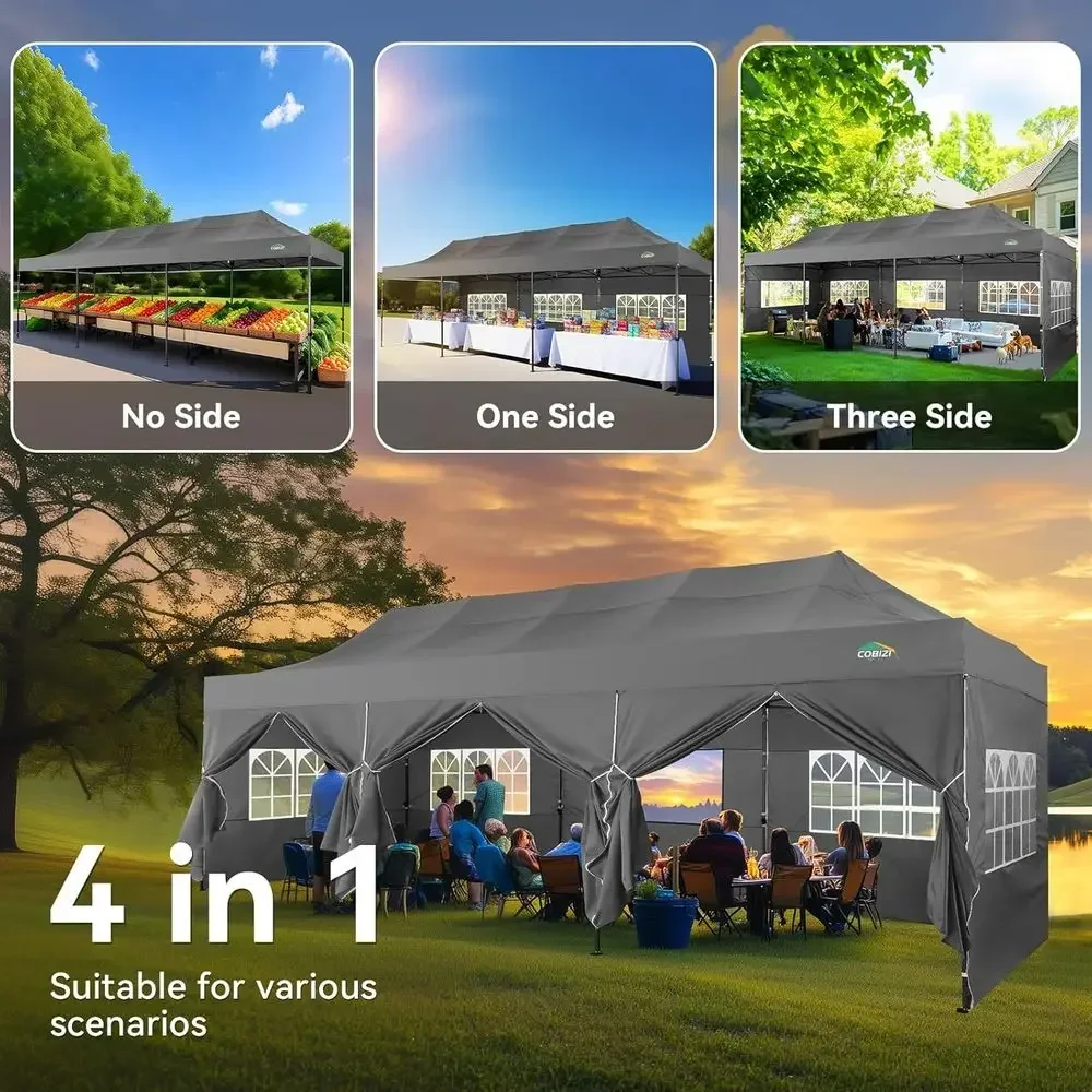 10x30 Heavy Duty Up Tent with 8 Sidewalls Thicken e, Commercial Easy Up Outdoor Wedding Party Tents, All Season Waterproo Windpr