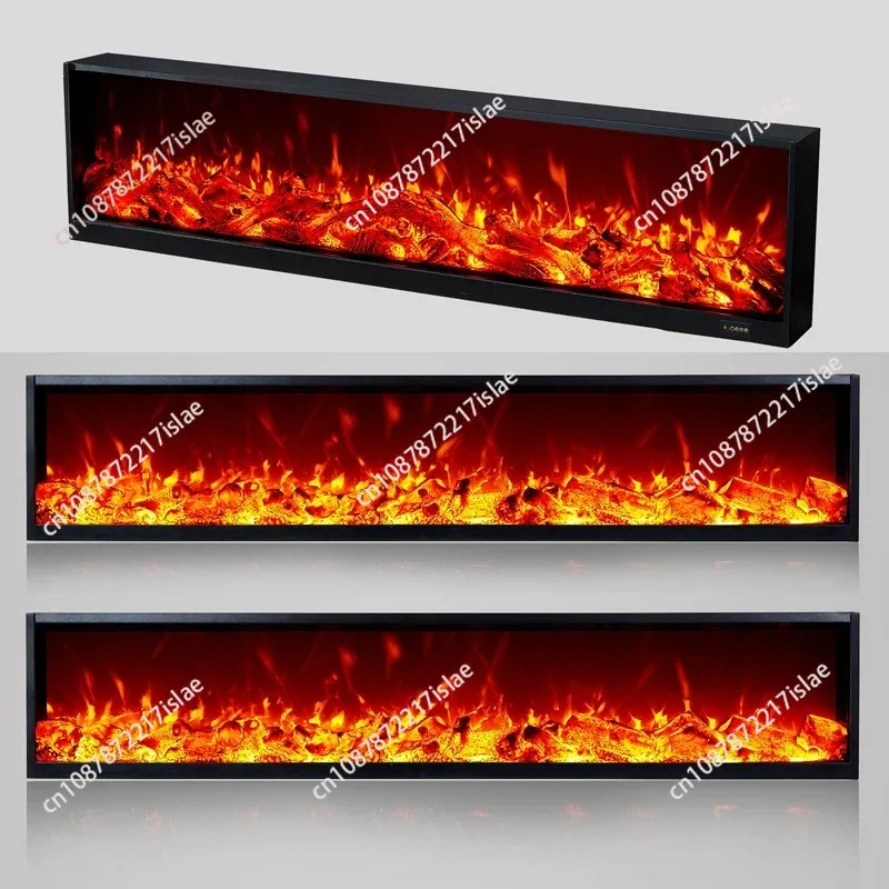 Embedded Electric Fireplace Insert Core with Simulated Flame Decorative Heating Unit for Home Indoor Use