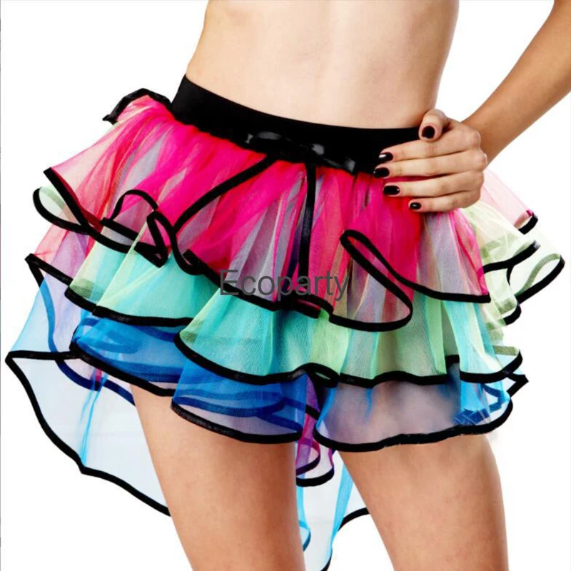 Women Layered Rainbow Bustle Skirt Adult Dreamlike Fancy Ballet Dancewear Tutu Pettiskirt Carnival Colorful Multi-Layers Skirts