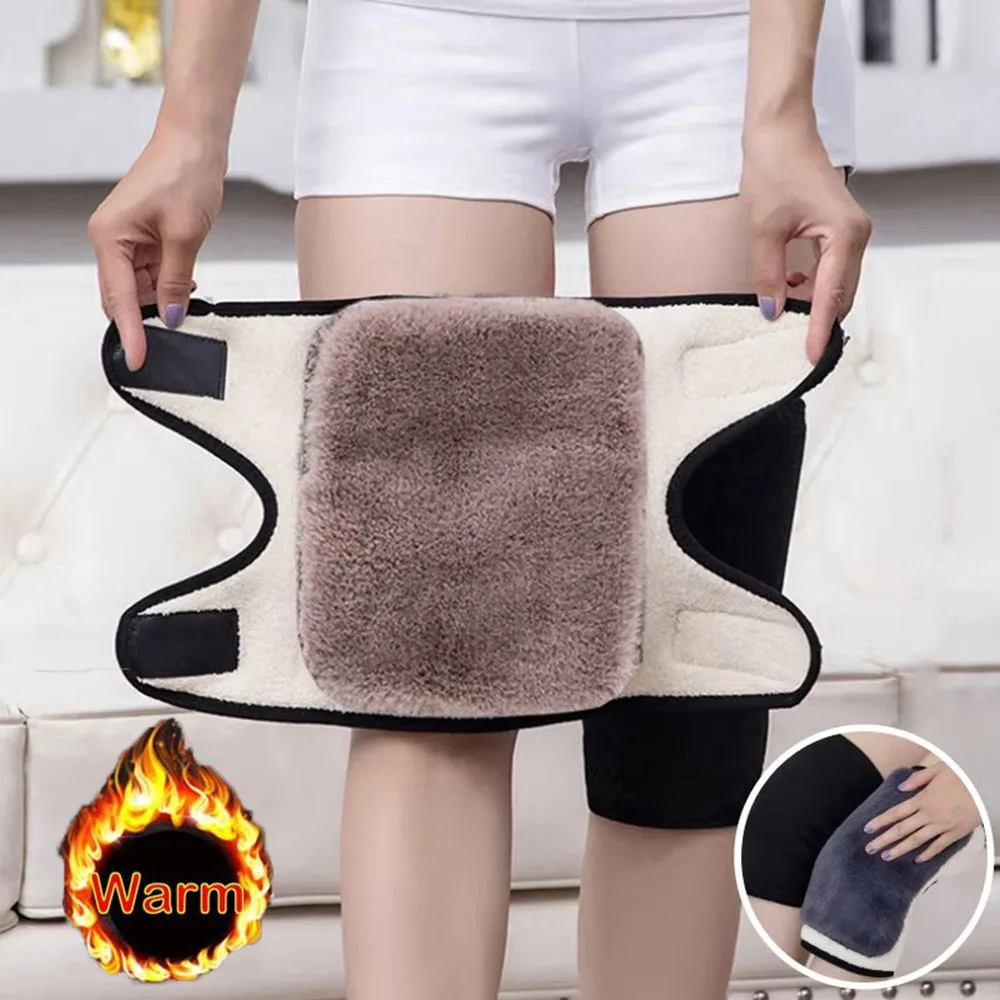 Rodilleras cálidas de invierno para mujeres, calentadores de piernas para hombres mayores, rodillera para artritis de piernas frías, rodillera, Protector de rodilla de piel de conejo
