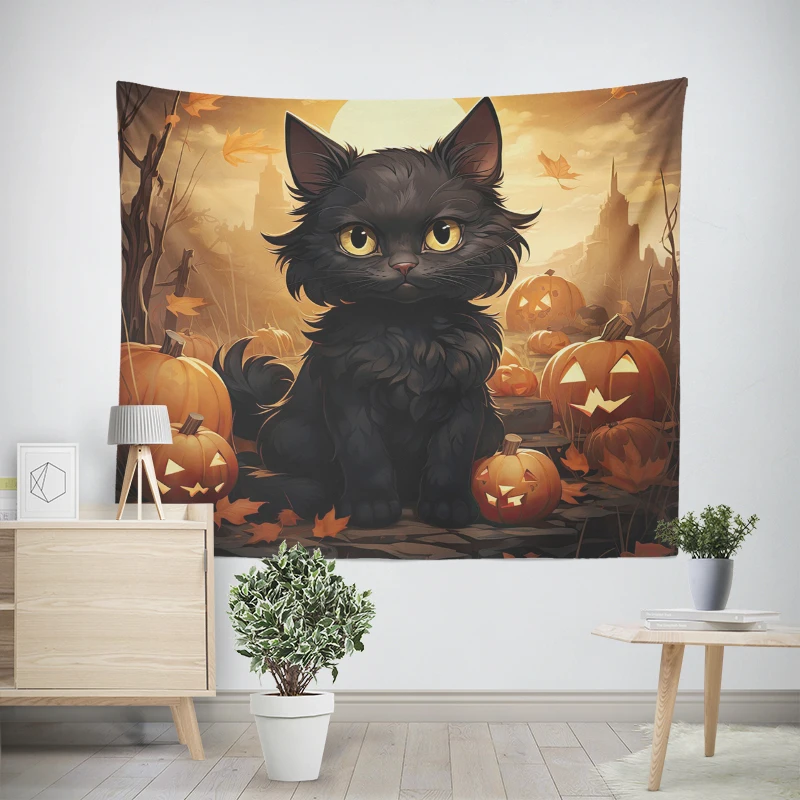 Huisdecoratie Moderne Kamer Decor Items Wandtapijt Esthetische Slaapkamer Muur Kunst Grote Stof Tapestry Halloween Herfst Grappig