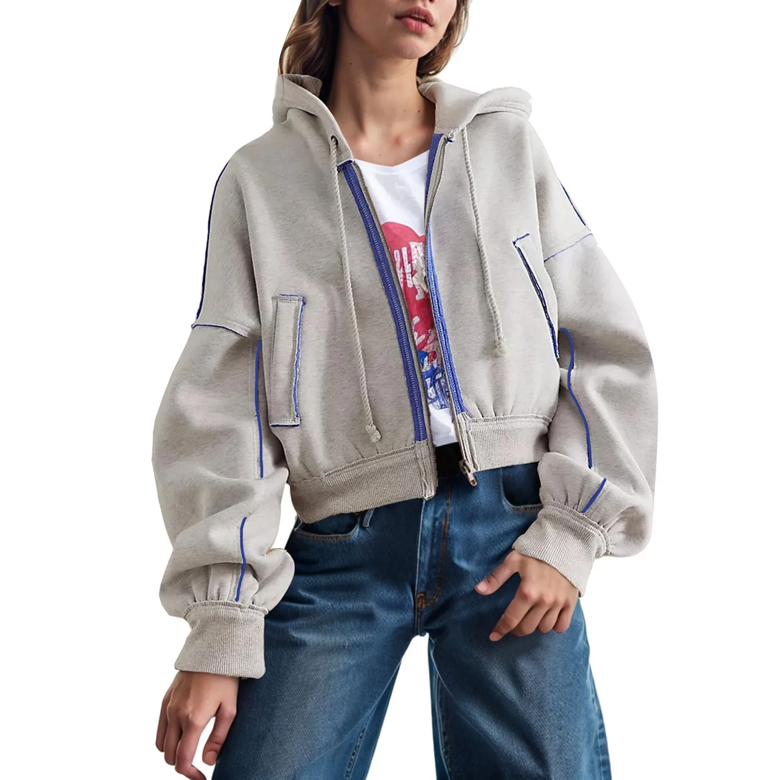 Abrigo con capucha deportivo informal a la moda para mujer, Top de manga larga con capucha, chaquetas tipo kimono de talla grande para mujer, gabardina de nailon para mujer