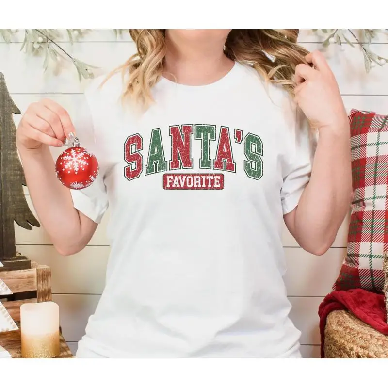 

Любимая футболка Санты, забавная рождественская праздничная милая вечеринка, рождественская праздничная футболка Санта S