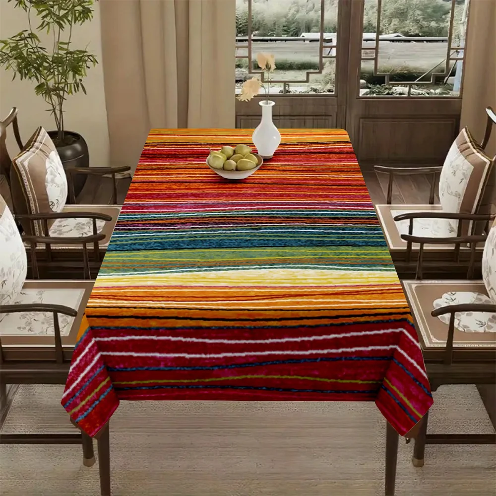 Bright red, orange, yellow, blue, green and black tablecloths - high-quality, easy-to-clean polyester table mats.XY view 5