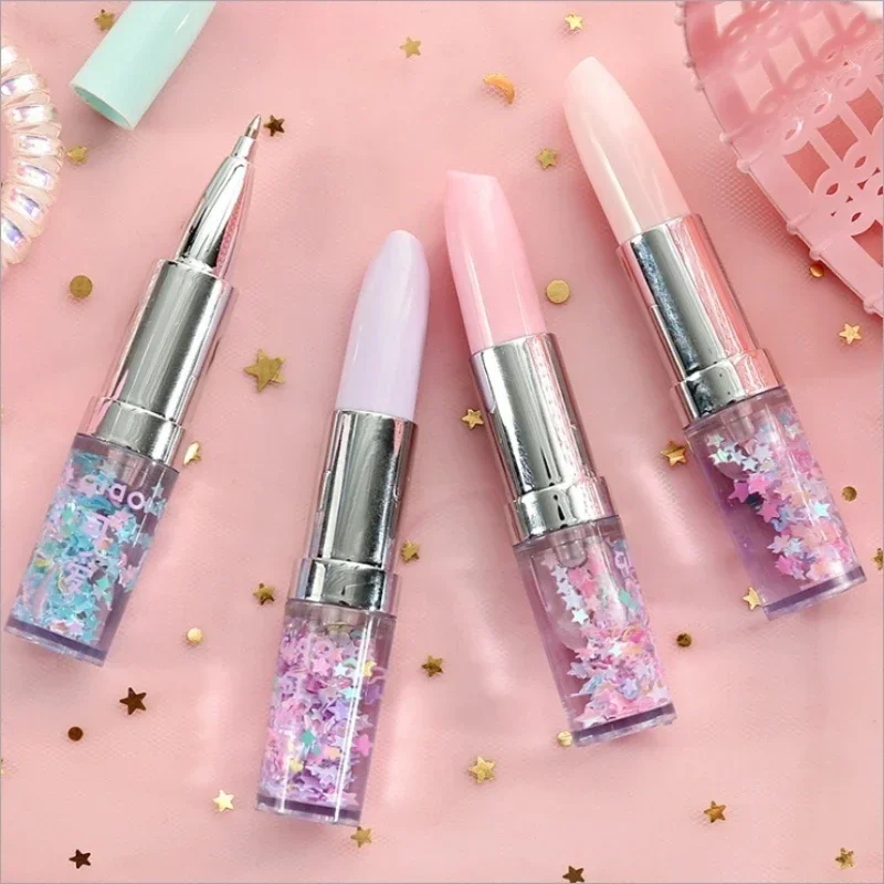 2026 4 Stück/Set Kreative Lippenstift-Neutrale Stifte Tragbare Quicksand-Gelstifte Schüler-Schreibwaren Bürobedarf Zurück-zur-Schule-Geschenk